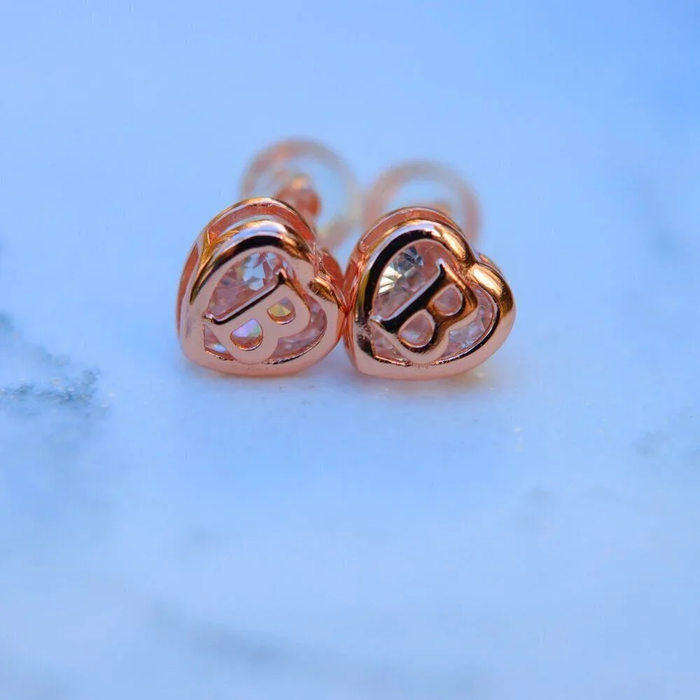 😍GIFT 💝HEART INITIAL ROSE GOLD EARRINGS WOMEN GIRLS MOM DAUGHTER, ELDM153RG_10
